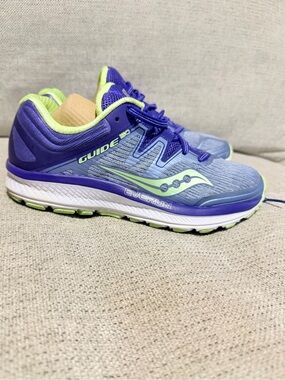 Saucony Guide ISO Women's Running Shoes - Purple with Lime Accents